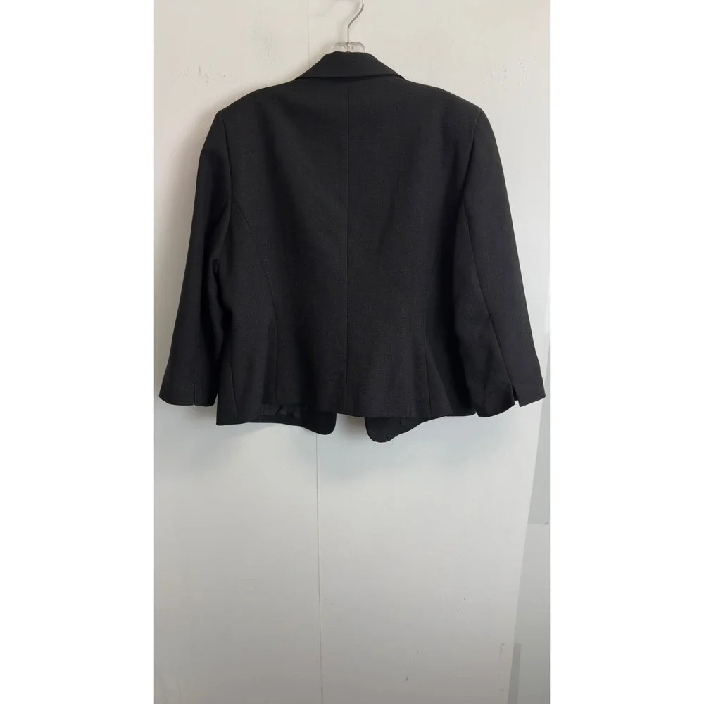 Evan-Picone Black Textured‎ Ruffle Trim Blazer Jacket Petite 14P Professional